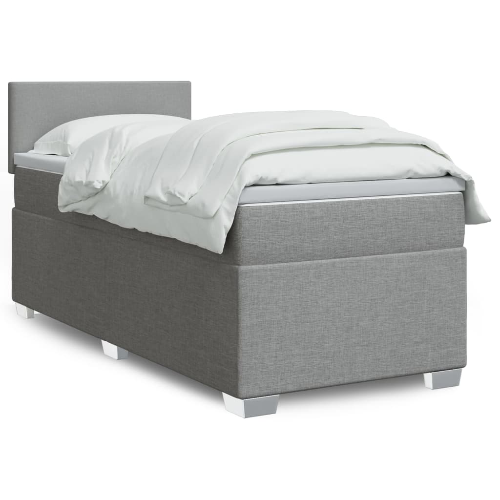 Boxspring met matras stof lichtgrijs 90x190 cm Bedden & bedframes | Creëer jouw Trendy Thuis | Gratis bezorgd & Retour | Trendy.nl