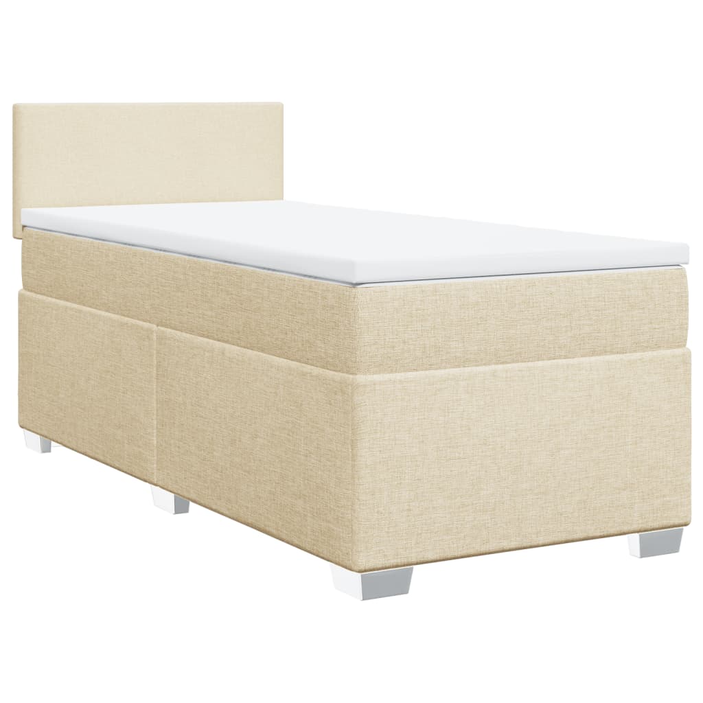 Boxspring met matras stof crèmekleurig 90x190 cm Bedden & bedframes | Creëer jouw Trendy Thuis | Gratis bezorgd & Retour | Trendy.nl