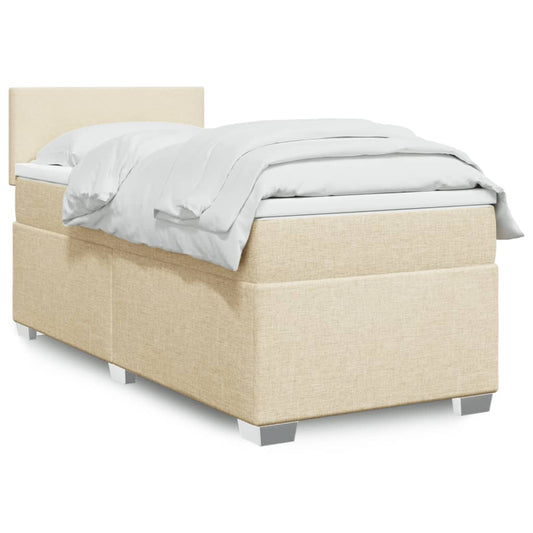 Boxspring met matras stof crèmekleurig 90x190 cm Bedden & bedframes | Creëer jouw Trendy Thuis | Gratis bezorgd & Retour | Trendy.nl