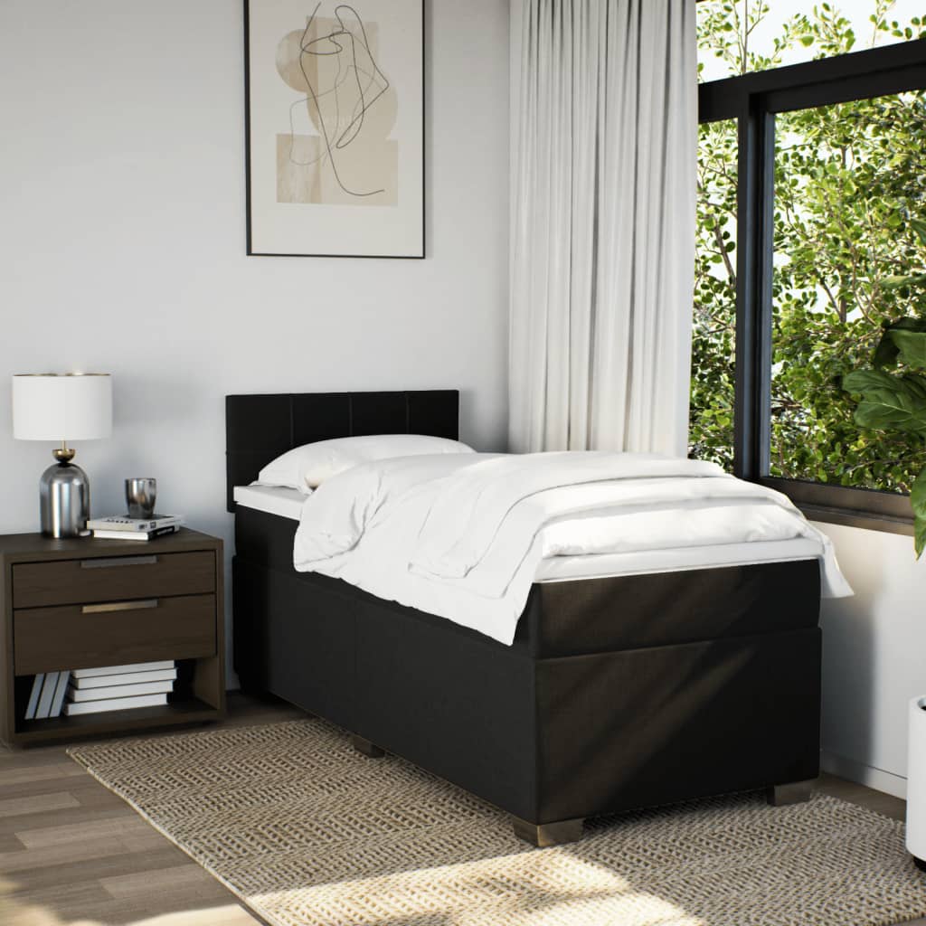 Boxspring met matras stof zwart 90x190 cm Bedden & bedframes | Creëer jouw Trendy Thuis | Gratis bezorgd & Retour | Trendy.nl