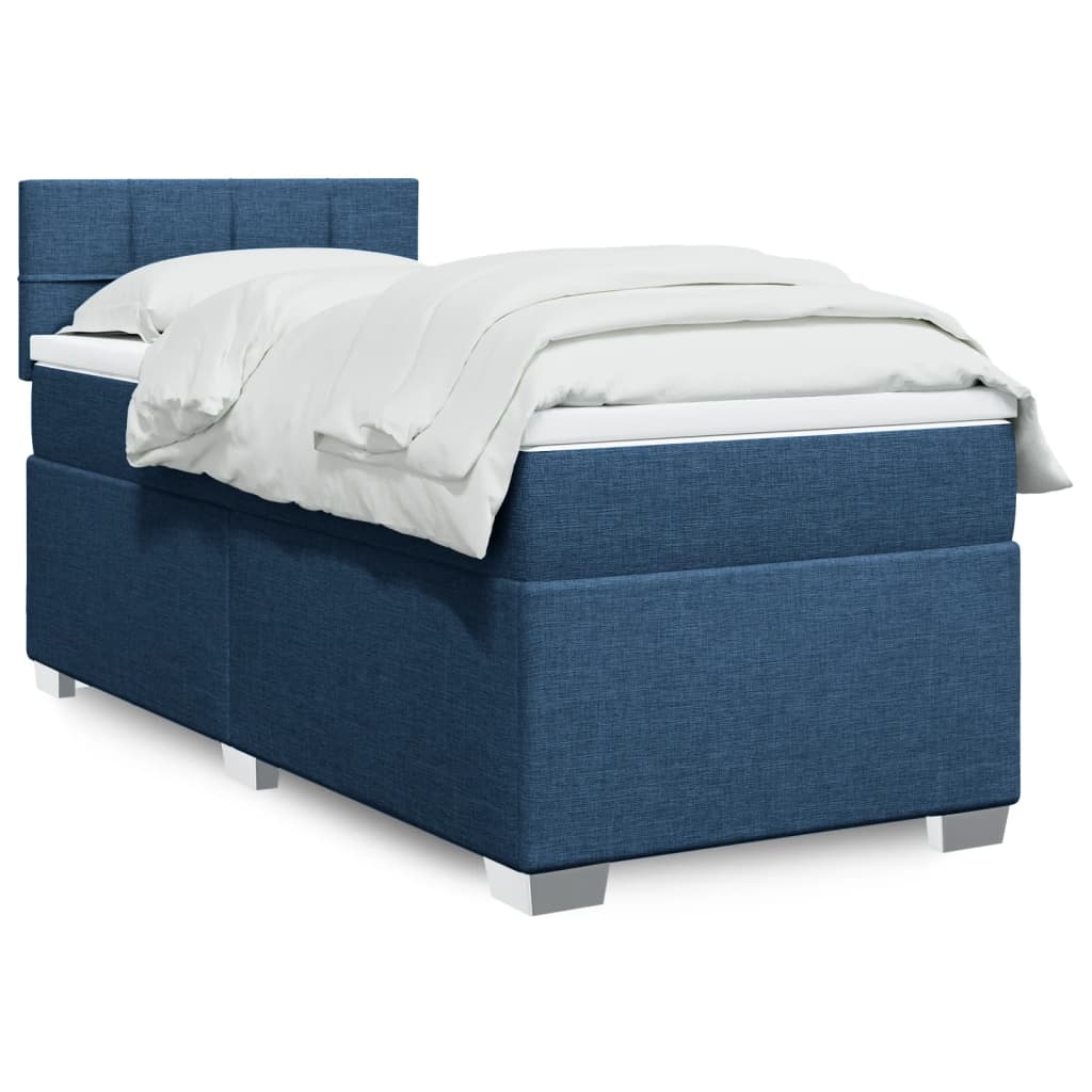 Boxspring met matras stof blauw 90x190 cm Bedden & bedframes | Creëer jouw Trendy Thuis | Gratis bezorgd & Retour | Trendy.nl