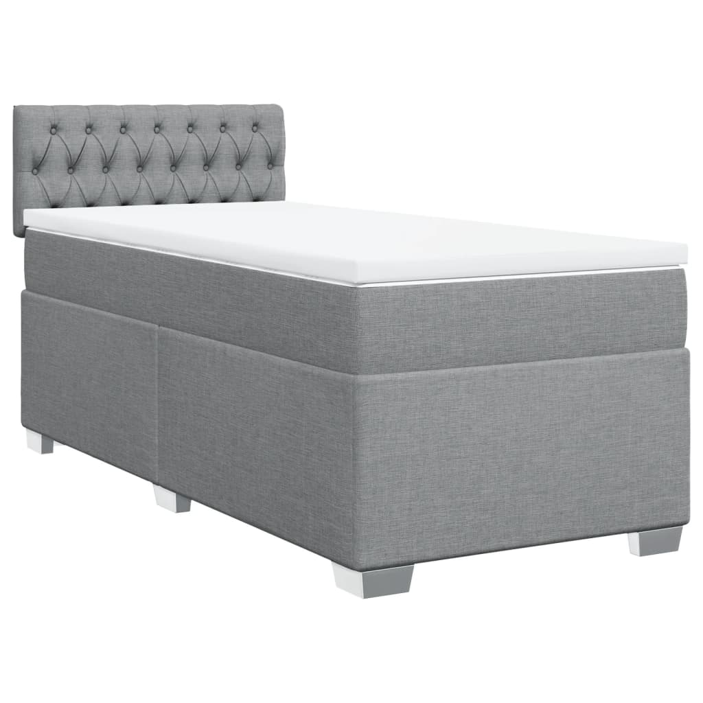 Boxspring met matras stof lichtgrijs 90x190 cm Bedden & bedframes | Creëer jouw Trendy Thuis | Gratis bezorgd & Retour | Trendy.nl