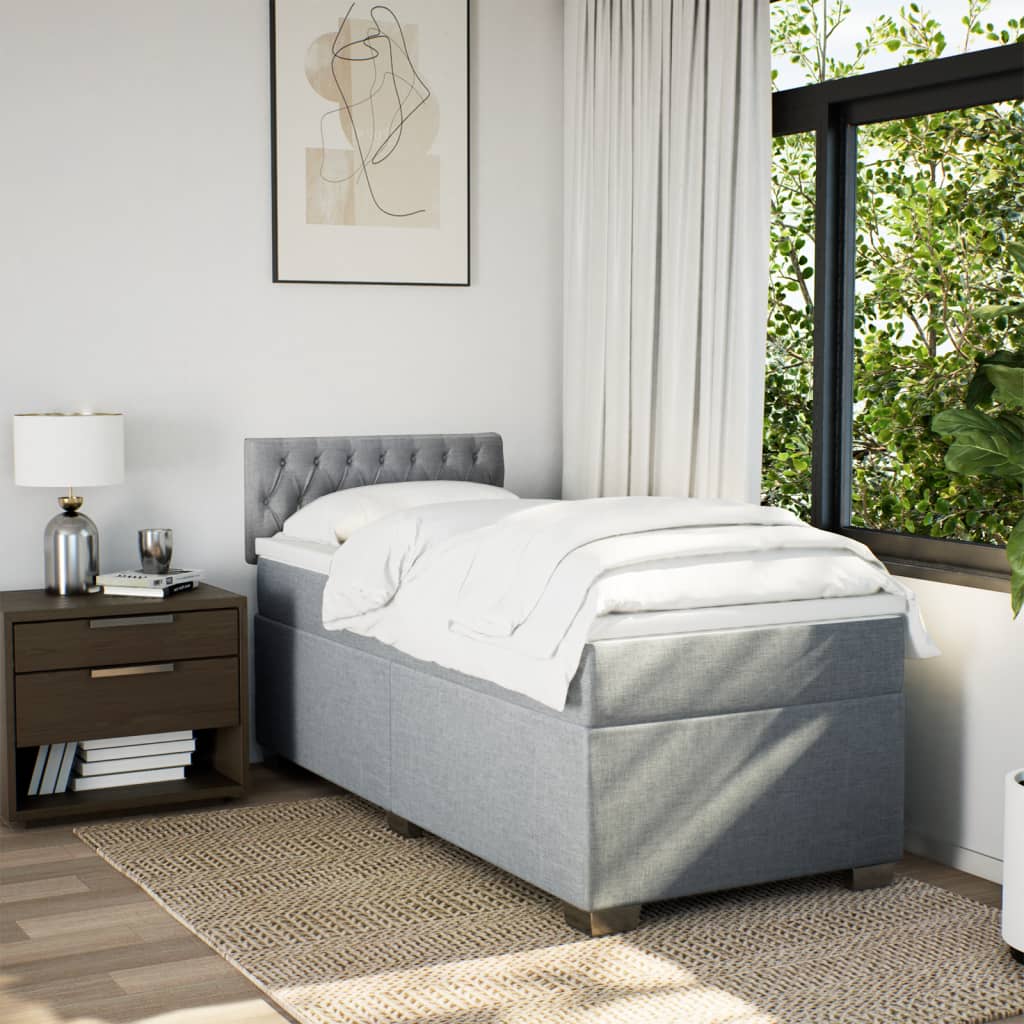 Boxspring met matras stof lichtgrijs 90x190 cm Bedden & bedframes | Creëer jouw Trendy Thuis | Gratis bezorgd & Retour | Trendy.nl