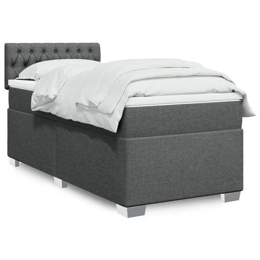 Boxspring met matras stof donkergrijs 90x190 cm Bedden & bedframes | Creëer jouw Trendy Thuis | Gratis bezorgd & Retour | Trendy.nl