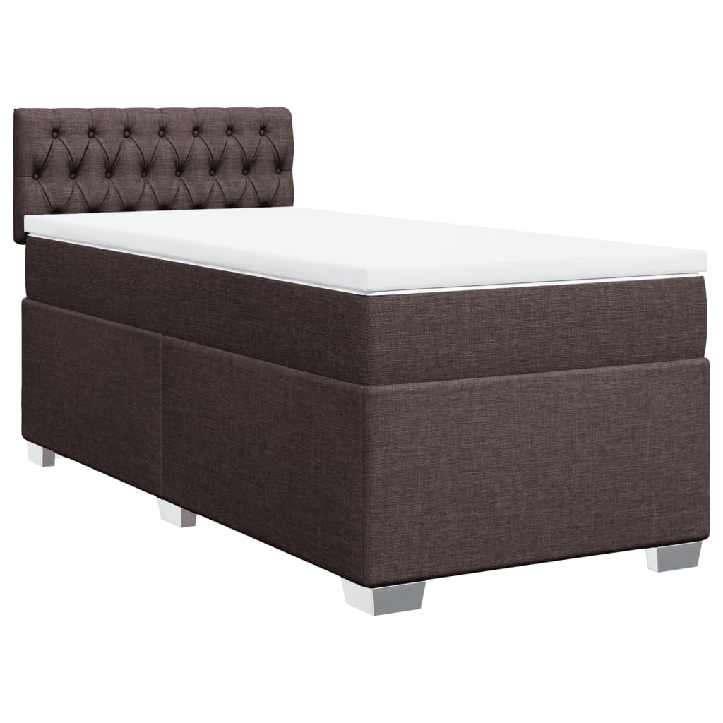 Boxspring met matras stof donkerbruin 90x190 cm Bedden & bedframes | Creëer jouw Trendy Thuis | Gratis bezorgd & Retour | Trendy.nl