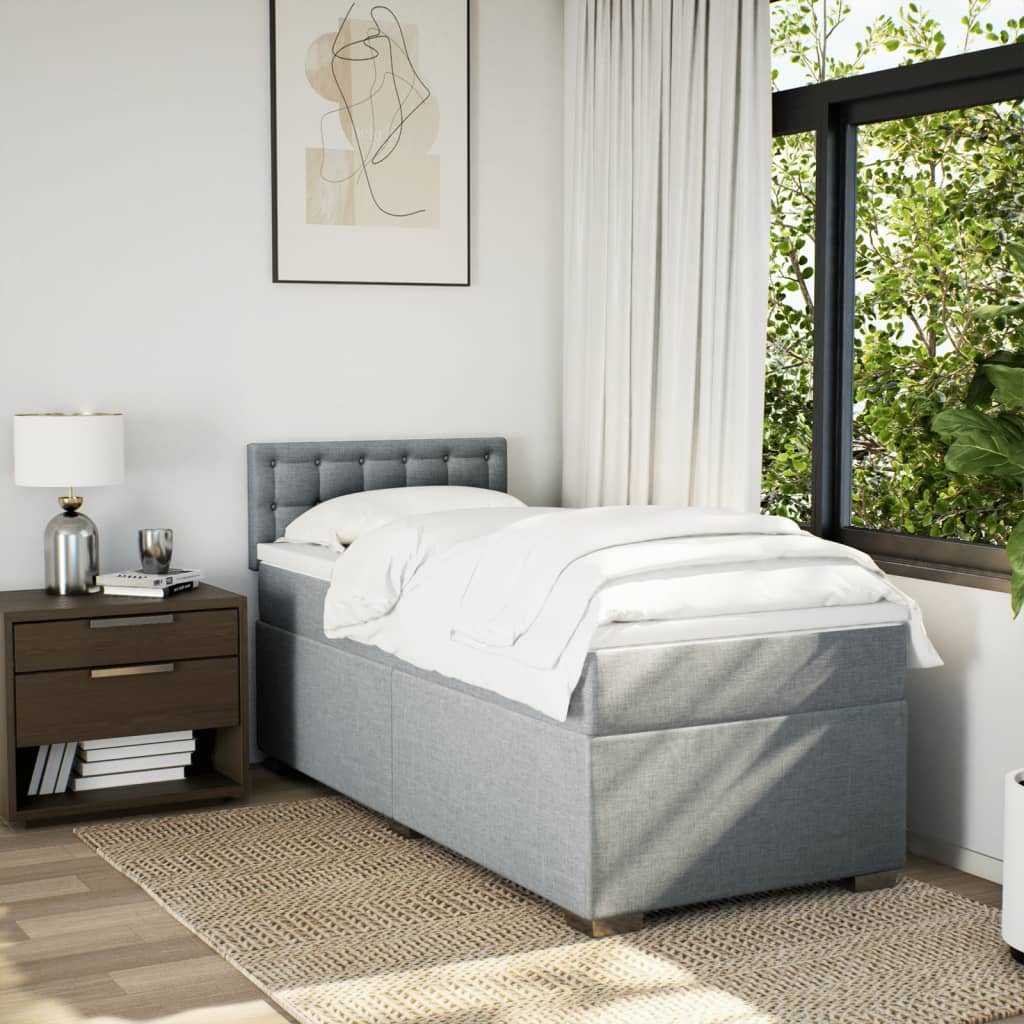 Boxspring met matras stof lichtgrijs 90x190 cm Bedden & bedframes | Creëer jouw Trendy Thuis | Gratis bezorgd & Retour | Trendy.nl