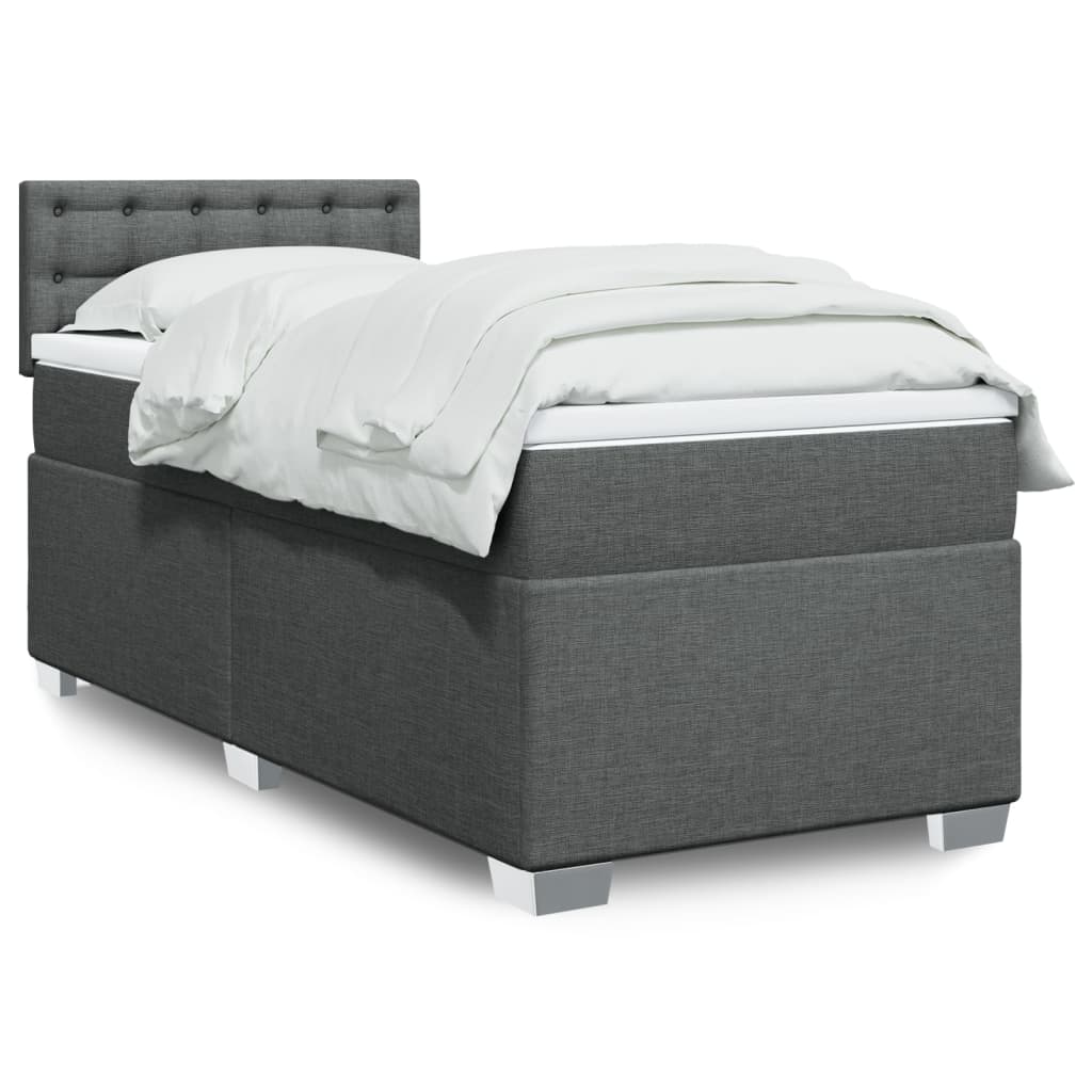 Boxspring met matras stof donkergrijs 90x190 cm Bedden & bedframes | Creëer jouw Trendy Thuis | Gratis bezorgd & Retour | Trendy.nl