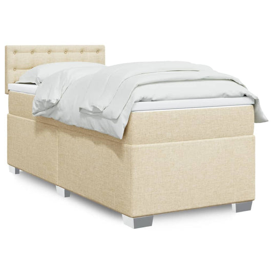 Boxspring met matras stof crèmekleurig 90x190 cm Bedden & bedframes | Creëer jouw Trendy Thuis | Gratis bezorgd & Retour | Trendy.nl