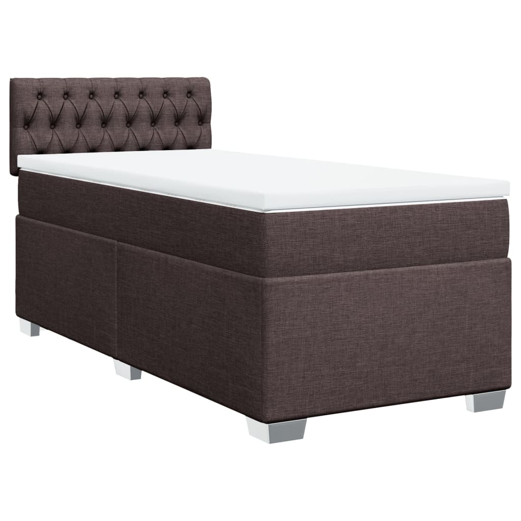 Boxspring met matras stof donkerbruin 90x200 cm Bedden & bedframes | Creëer jouw Trendy Thuis | Gratis bezorgd & Retour | Trendy.nl