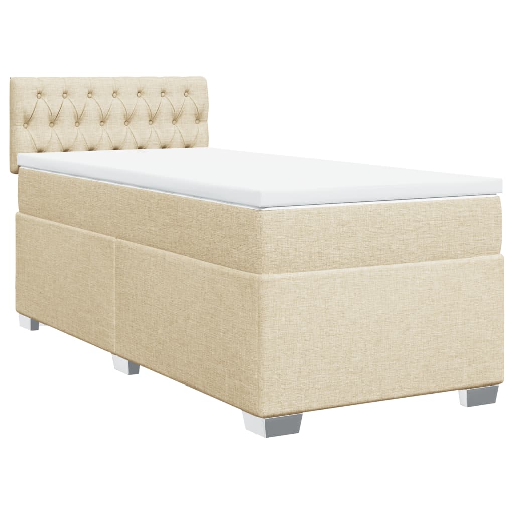 Boxspring met matras stof crèmekleurig 90x200 cm Bedden & bedframes | Creëer jouw Trendy Thuis | Gratis bezorgd & Retour | Trendy.nl