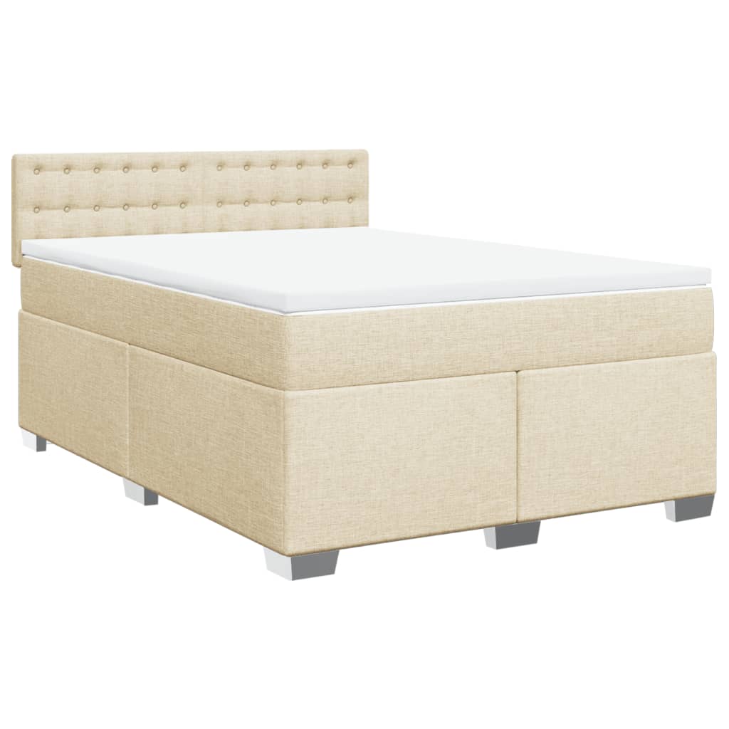 Boxspring met matras stof crèmekleurig 140x200 cm