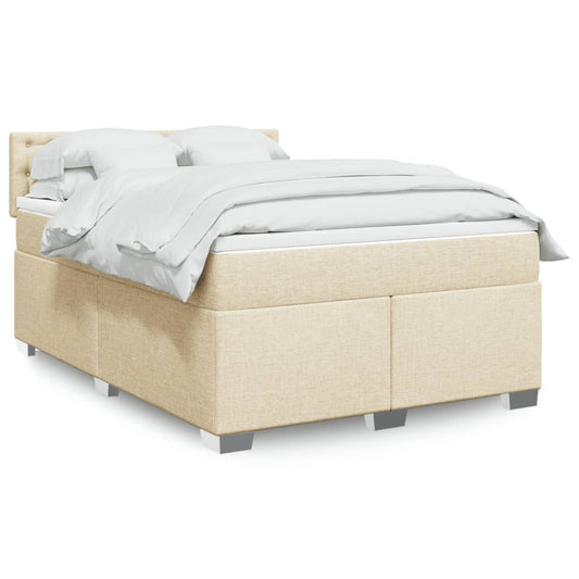 Boxspring met matras stof crèmekleurig 140x200 cm