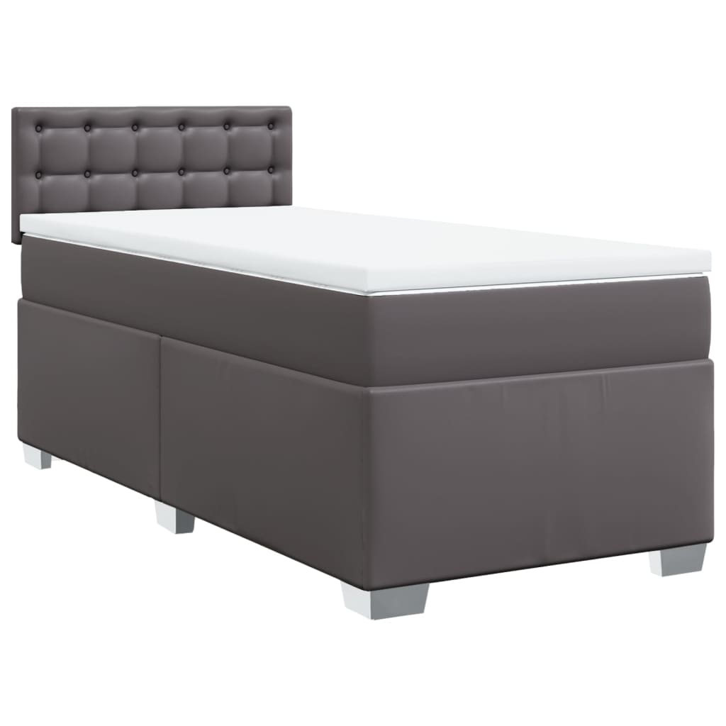 Boxspring met matras kunstleer grijs 90x190 cm Bedden & bedframes | Creëer jouw Trendy Thuis | Gratis bezorgd & Retour | Trendy.nl