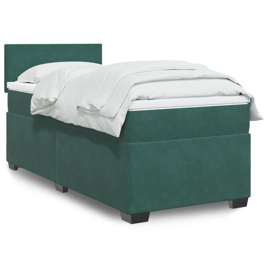 Boxspring met matras fluweel donkergroen 80x200 cm Bedden & bedframes | Creëer jouw Trendy Thuis | Gratis bezorgd & Retour | Trendy.nl