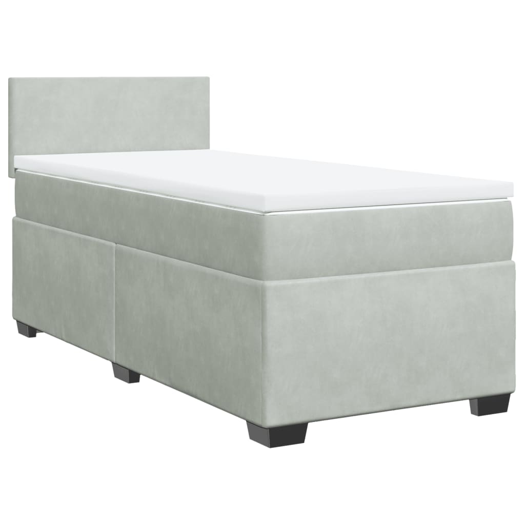 Boxspring met matras fluweel lichtgrijs 90x190 cm Bedden & bedframes | Creëer jouw Trendy Thuis | Gratis bezorgd & Retour | Trendy.nl