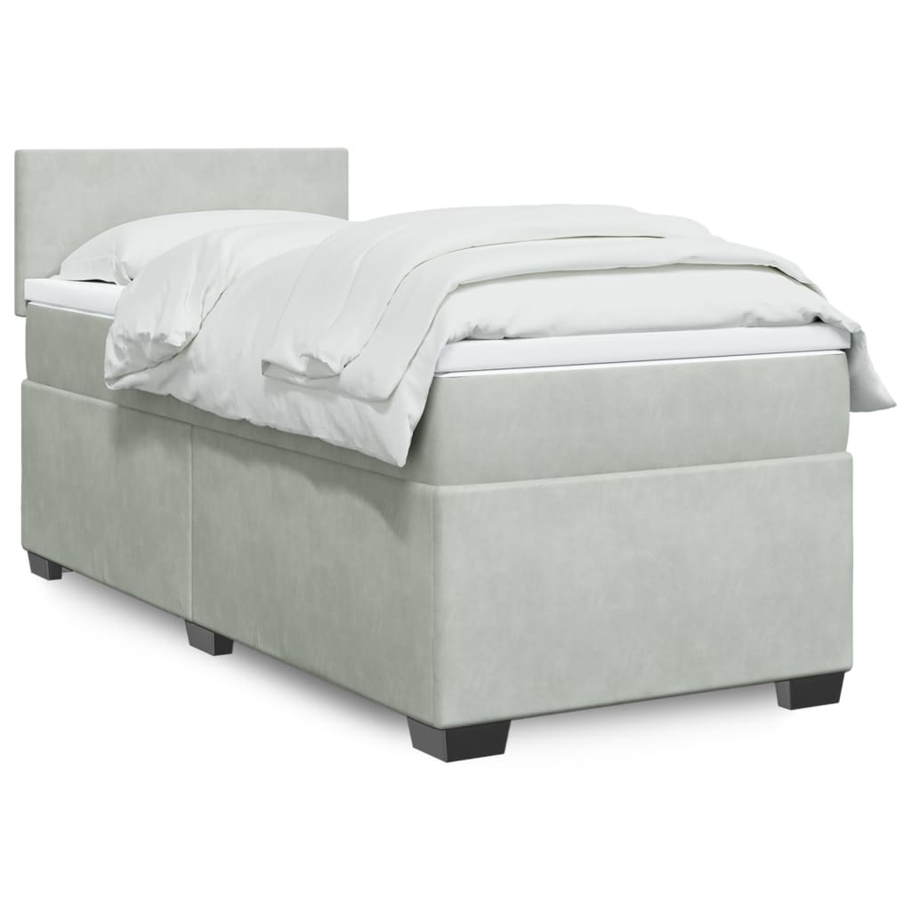 Boxspring met matras fluweel lichtgrijs 90x190 cm Bedden & bedframes | Creëer jouw Trendy Thuis | Gratis bezorgd & Retour | Trendy.nl