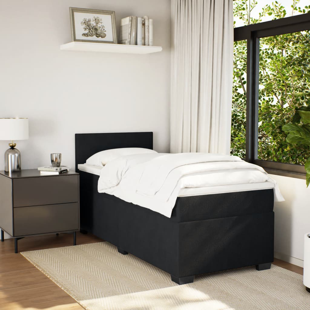 Boxspring met matras fluweel zwart 90x190 cm Bedden & bedframes | Creëer jouw Trendy Thuis | Gratis bezorgd & Retour | Trendy.nl