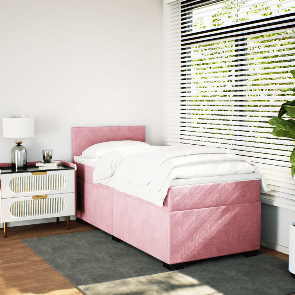 Boxspring met matras fluweel roze 90x190 cm Bedden & bedframes | Creëer jouw Trendy Thuis | Gratis bezorgd & Retour | Trendy.nl