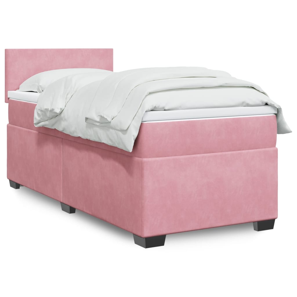 Boxspring met matras fluweel roze 90x190 cm Bedden & bedframes | Creëer jouw Trendy Thuis | Gratis bezorgd & Retour | Trendy.nl