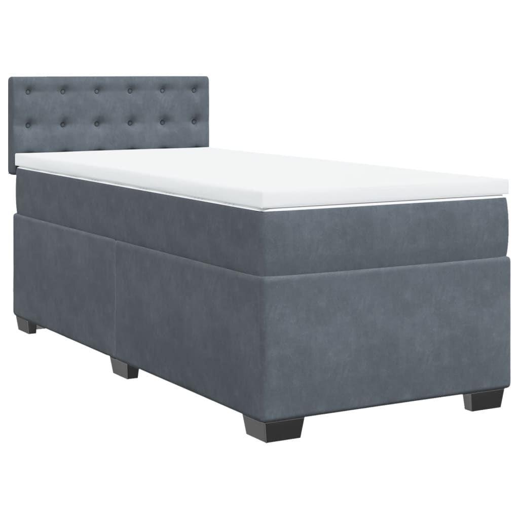 Boxspring met matras fluweel donkergrijs 90x190 cm Bedden & bedframes | Creëer jouw Trendy Thuis | Gratis bezorgd & Retour | Trendy.nl