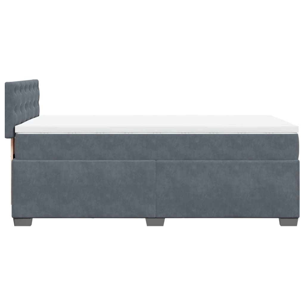 Boxspring met matras fluweel donkergrijs 90x190 cm Bedden & bedframes | Creëer jouw Trendy Thuis | Gratis bezorgd & Retour | Trendy.nl