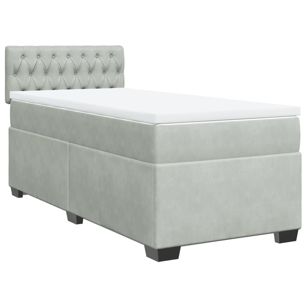 Boxspring met matras fluweel lichtgrijs 90x190 cm Bedden & bedframes | Creëer jouw Trendy Thuis | Gratis bezorgd & Retour | Trendy.nl