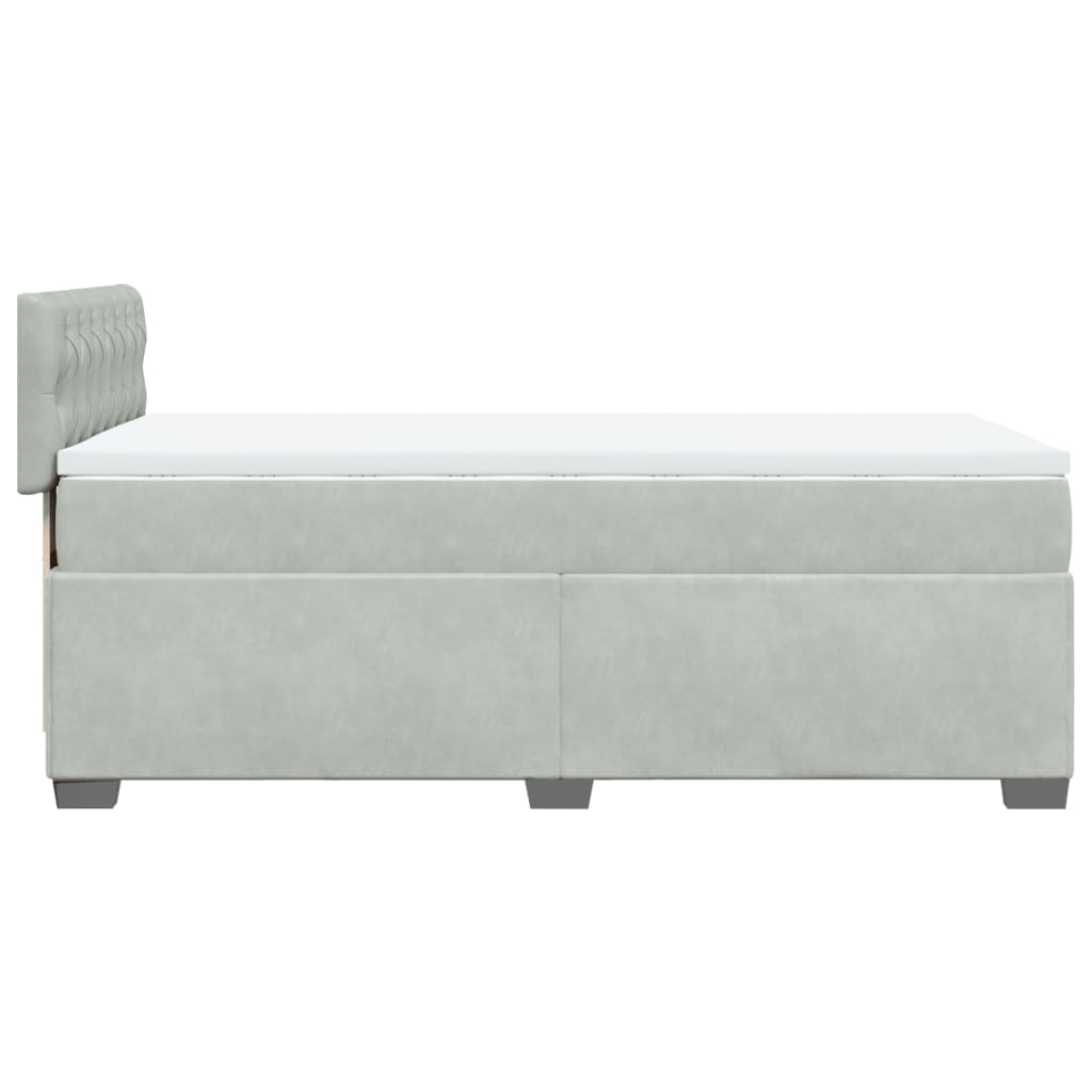 Boxspring met matras fluweel lichtgrijs 90x190 cm Bedden & bedframes | Creëer jouw Trendy Thuis | Gratis bezorgd & Retour | Trendy.nl