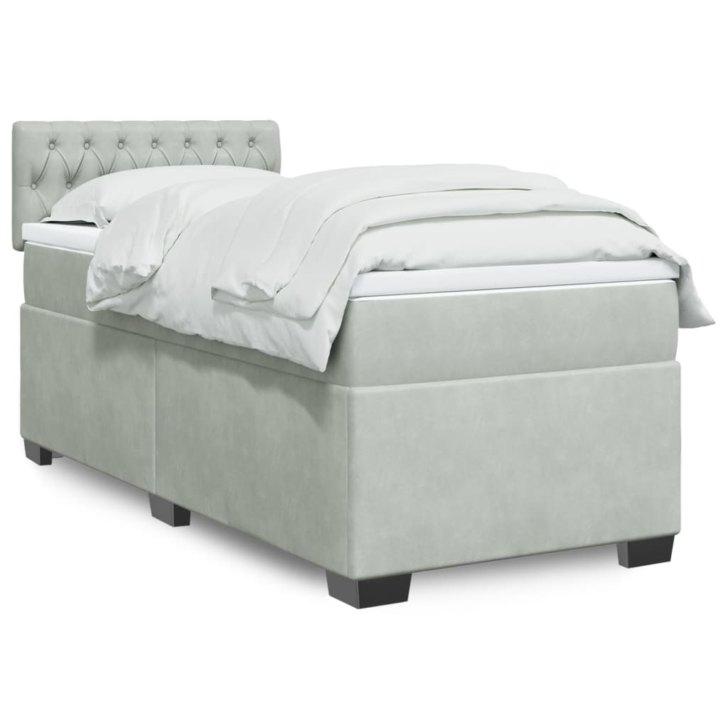 Boxspring met matras fluweel lichtgrijs 90x190 cm Bedden & bedframes | Creëer jouw Trendy Thuis | Gratis bezorgd & Retour | Trendy.nl