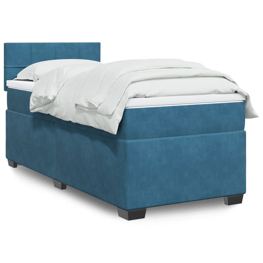 Boxspring met matras fluweel donkerblauw 90x190 cm Bedden & bedframes | Creëer jouw Trendy Thuis | Gratis bezorgd & Retour | Trendy.nl