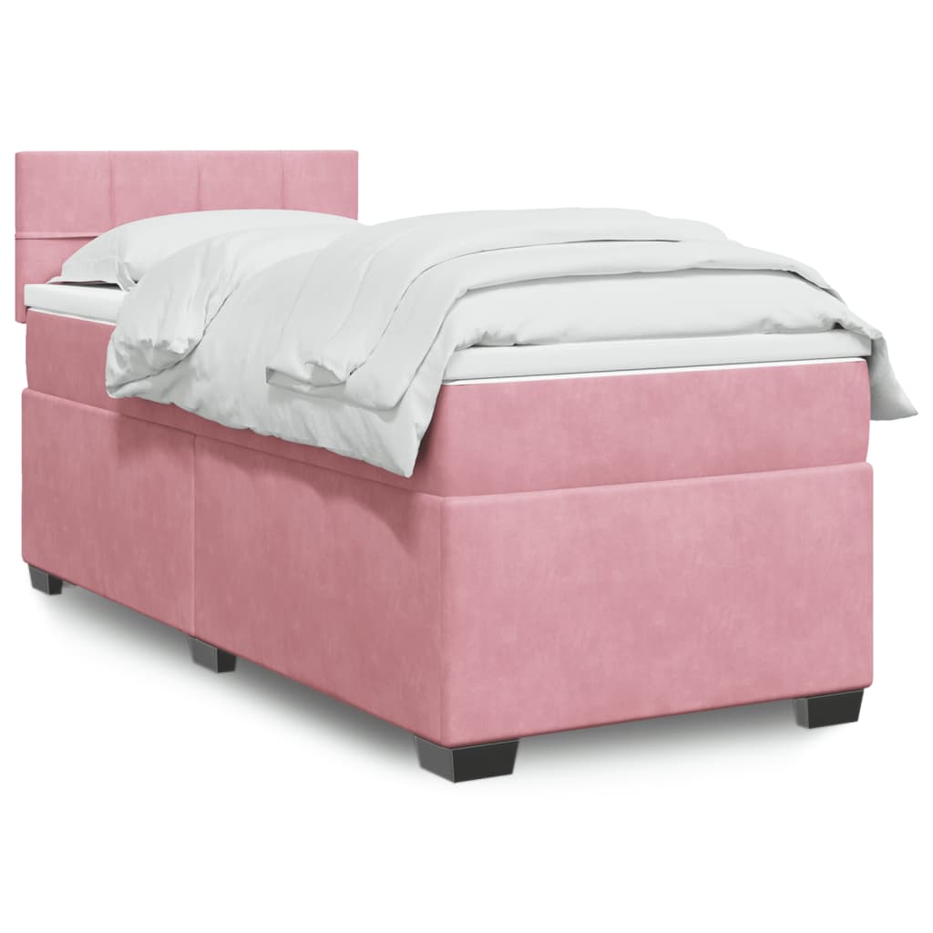 Boxspring met matras fluweel roze 90x190 cm