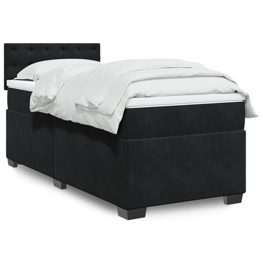 Boxspring met matras fluweel zwart 90x200 cm Bedden & bedframes | Creëer jouw Trendy Thuis | Gratis bezorgd & Retour | Trendy.nl