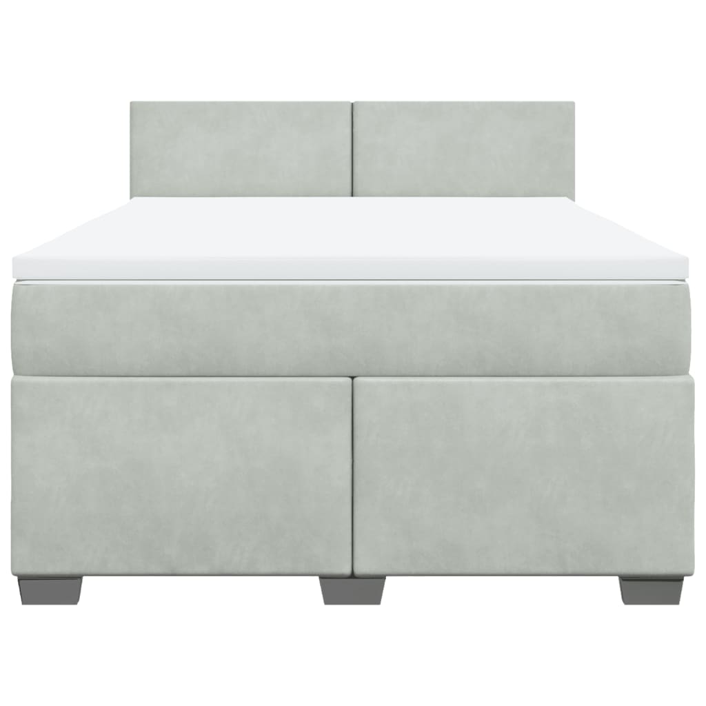 Boxspring met matras fluweel lichtgrijs 140x190 cm Bedden & bedframes | Creëer jouw Trendy Thuis | Gratis bezorgd & Retour | Trendy.nl