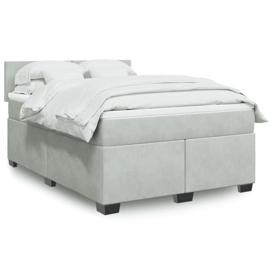 Boxspring met matras fluweel lichtgrijs 140x190 cm Bedden & bedframes | Creëer jouw Trendy Thuis | Gratis bezorgd & Retour | Trendy.nl