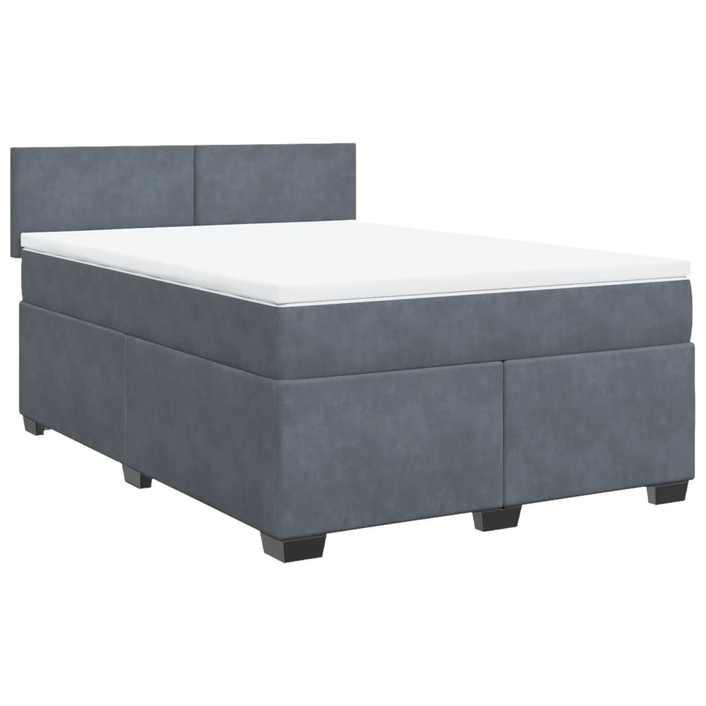 Boxspring met matras fluweel donkergrijs 140x190 cm Bedden & bedframes | Creëer jouw Trendy Thuis | Gratis bezorgd & Retour | Trendy.nl