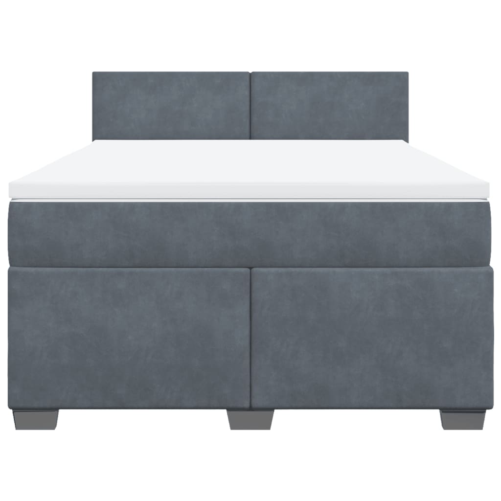 Boxspring met matras fluweel donkergrijs 140x190 cm Bedden & bedframes | Creëer jouw Trendy Thuis | Gratis bezorgd & Retour | Trendy.nl