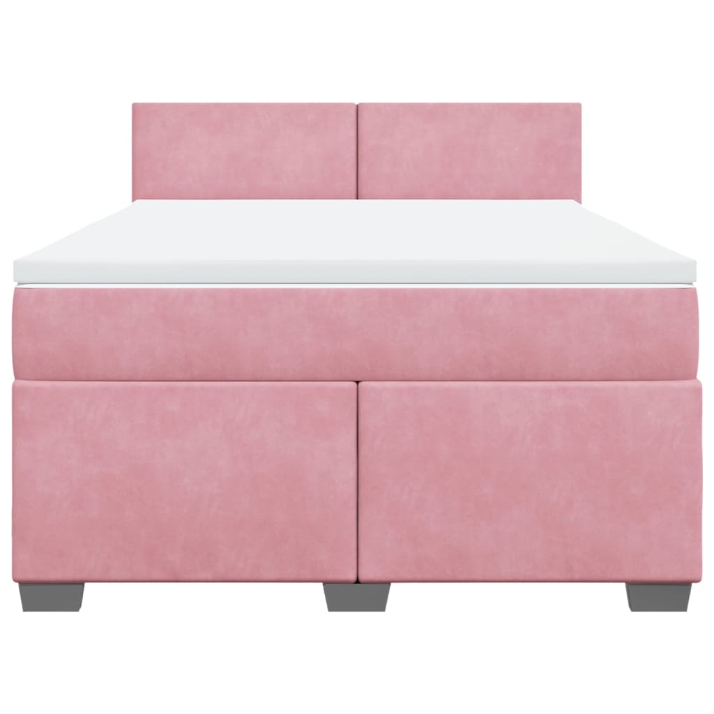 Boxspring met matras fluweel roze 140x190 cm Bedden & bedframes | Creëer jouw Trendy Thuis | Gratis bezorgd & Retour | Trendy.nl