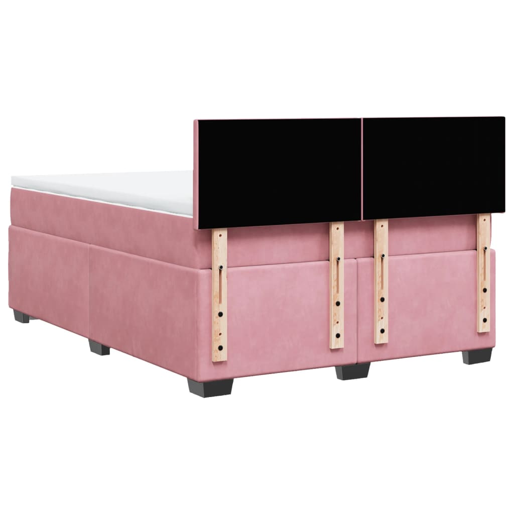 Boxspring met matras fluweel roze 140x190 cm Bedden & bedframes | Creëer jouw Trendy Thuis | Gratis bezorgd & Retour | Trendy.nl