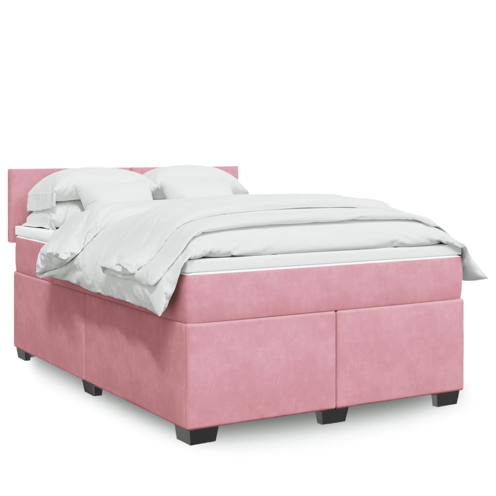 Boxspring met matras fluweel roze 140x190 cm Bedden & bedframes | Creëer jouw Trendy Thuis | Gratis bezorgd & Retour | Trendy.nl