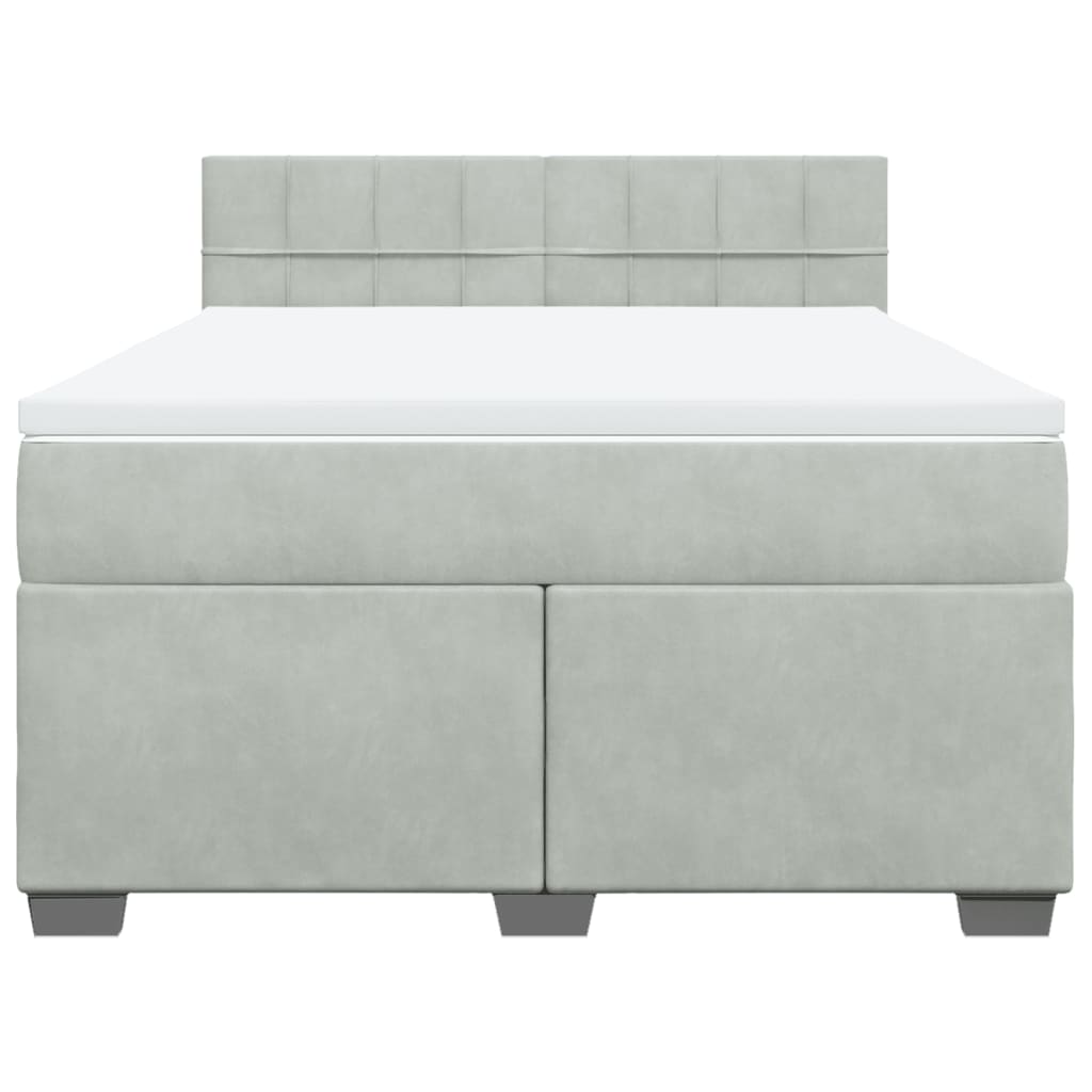 Boxspring met matras fluweel lichtgrijs 140x190 cm Bedden & bedframes | Creëer jouw Trendy Thuis | Gratis bezorgd & Retour | Trendy.nl