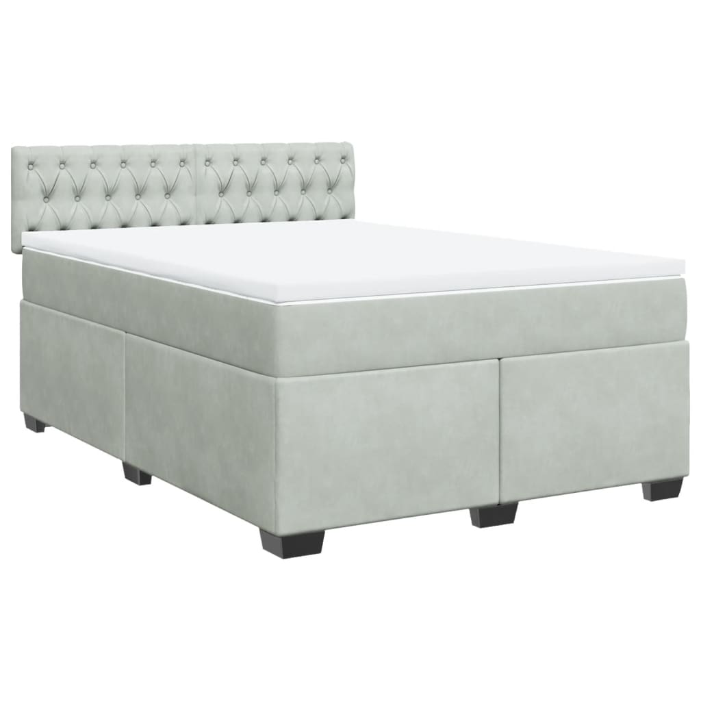 Boxspring met matras fluweel lichtgrijs 140x190 cm Bedden & bedframes | Creëer jouw Trendy Thuis | Gratis bezorgd & Retour | Trendy.nl