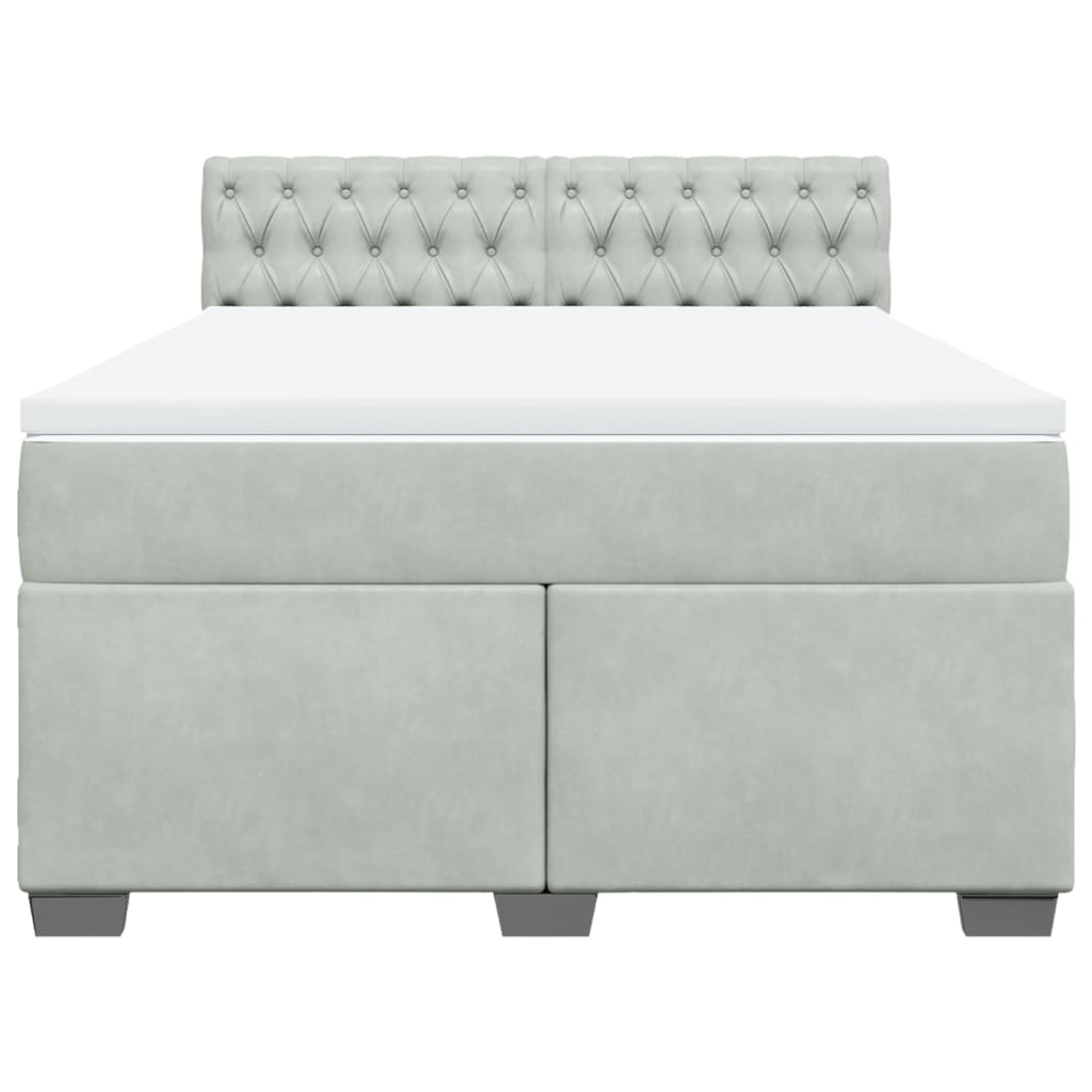 Boxspring met matras fluweel lichtgrijs 140x190 cm Bedden & bedframes | Creëer jouw Trendy Thuis | Gratis bezorgd & Retour | Trendy.nl