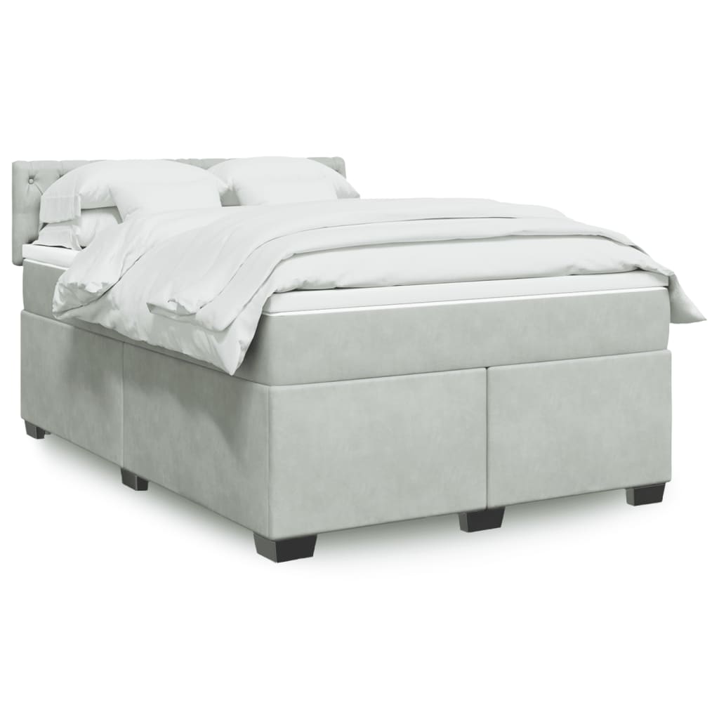 Boxspring met matras fluweel lichtgrijs 140x190 cm Bedden & bedframes | Creëer jouw Trendy Thuis | Gratis bezorgd & Retour | Trendy.nl