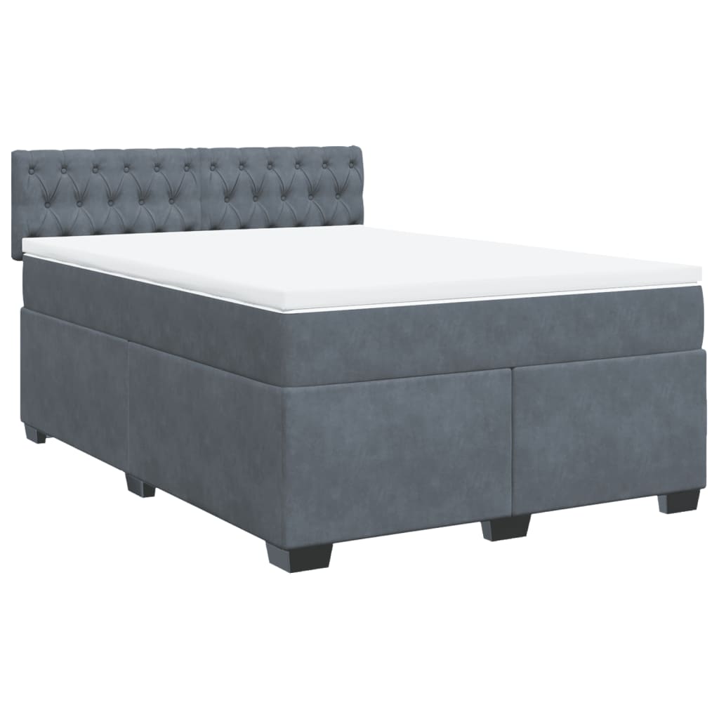 Boxspring met matras fluweel donkergrijs 140x190 cm Bedden & bedframes | Creëer jouw Trendy Thuis | Gratis bezorgd & Retour | Trendy.nl