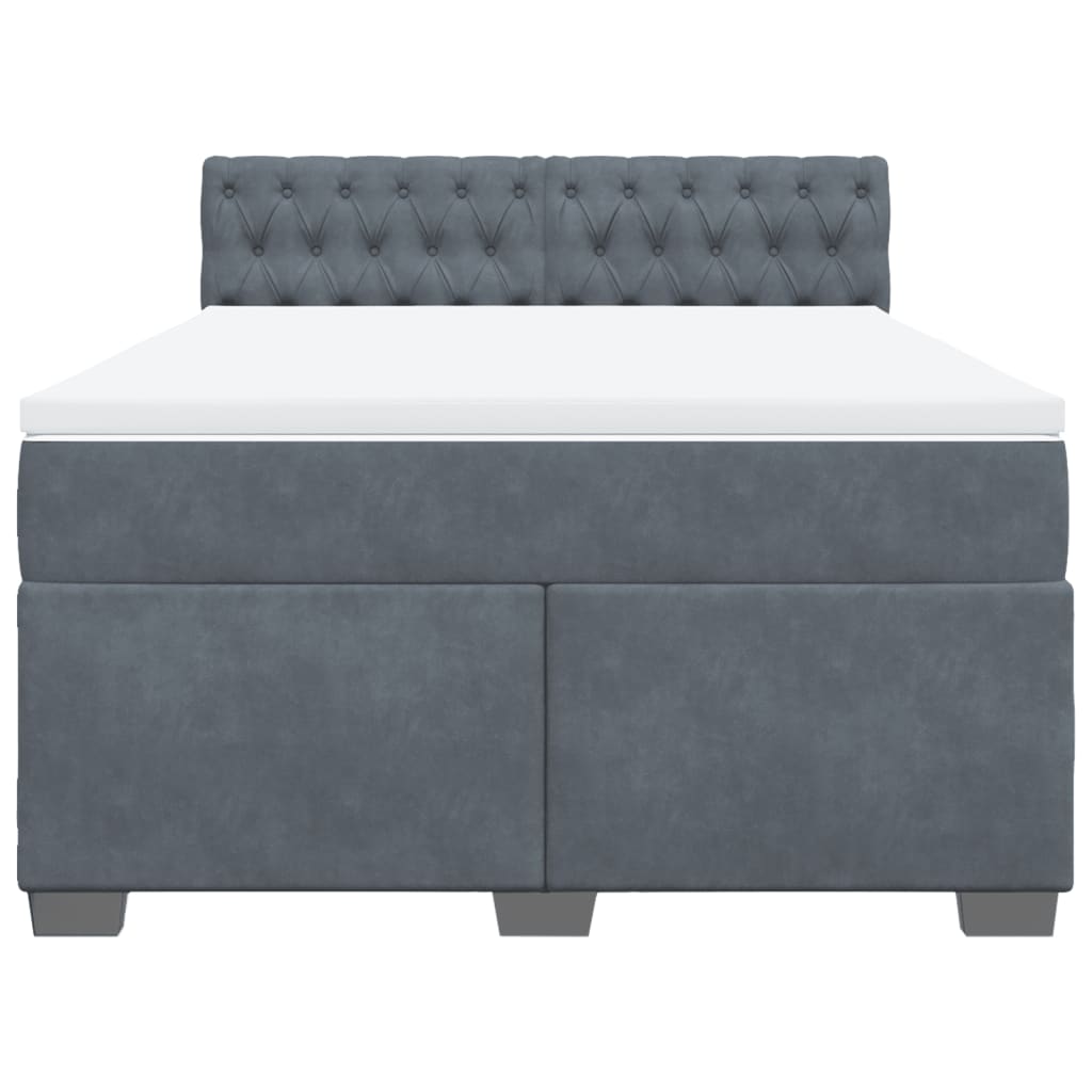 Boxspring met matras fluweel donkergrijs 140x190 cm Bedden & bedframes | Creëer jouw Trendy Thuis | Gratis bezorgd & Retour | Trendy.nl