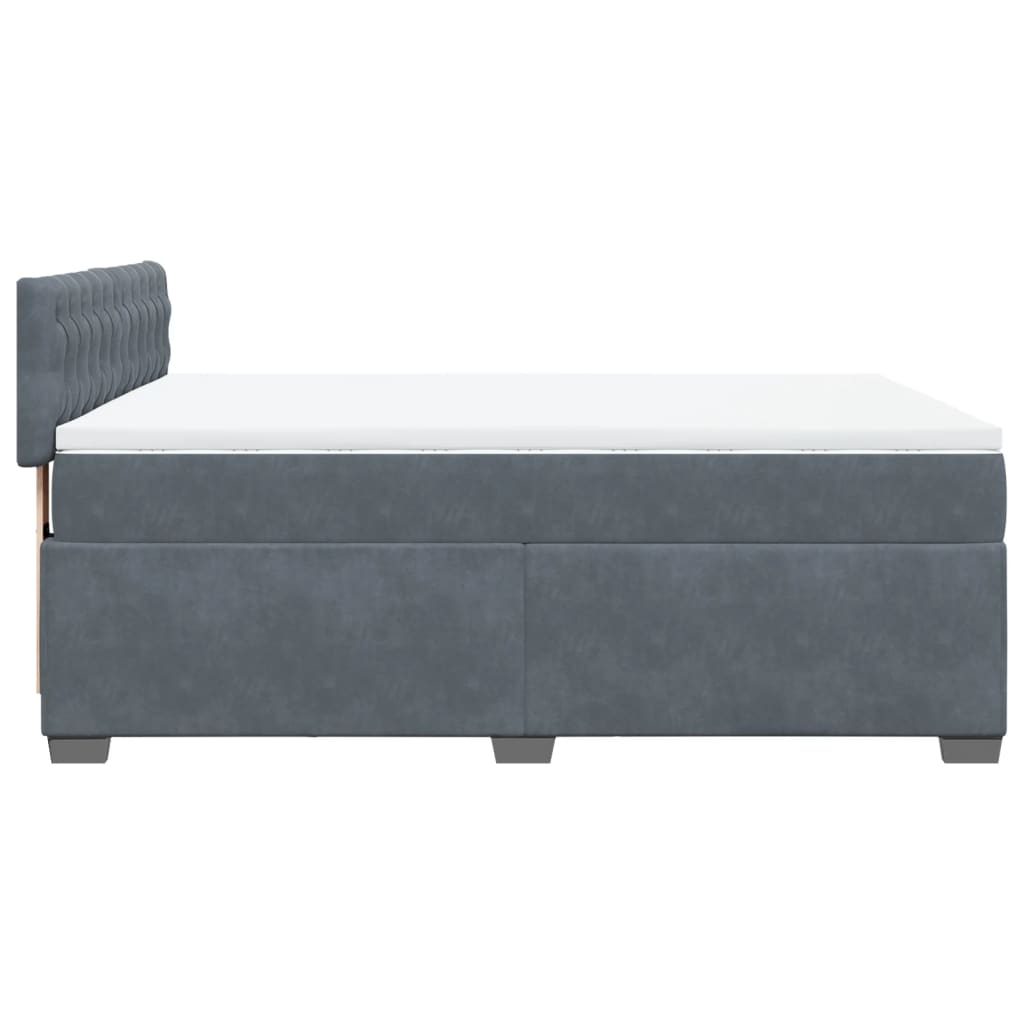 Boxspring met matras fluweel donkergrijs 140x190 cm Bedden & bedframes | Creëer jouw Trendy Thuis | Gratis bezorgd & Retour | Trendy.nl