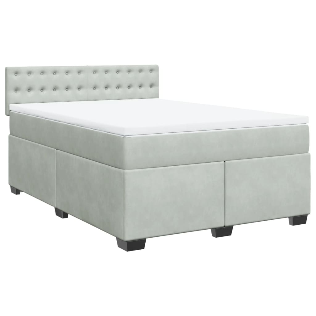 Boxspring met matras fluweel lichtgrijs 140x190 cm Bedden & bedframes | Creëer jouw Trendy Thuis | Gratis bezorgd & Retour | Trendy.nl