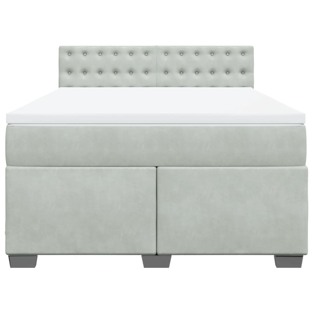 Boxspring met matras fluweel lichtgrijs 140x190 cm Bedden & bedframes | Creëer jouw Trendy Thuis | Gratis bezorgd & Retour | Trendy.nl