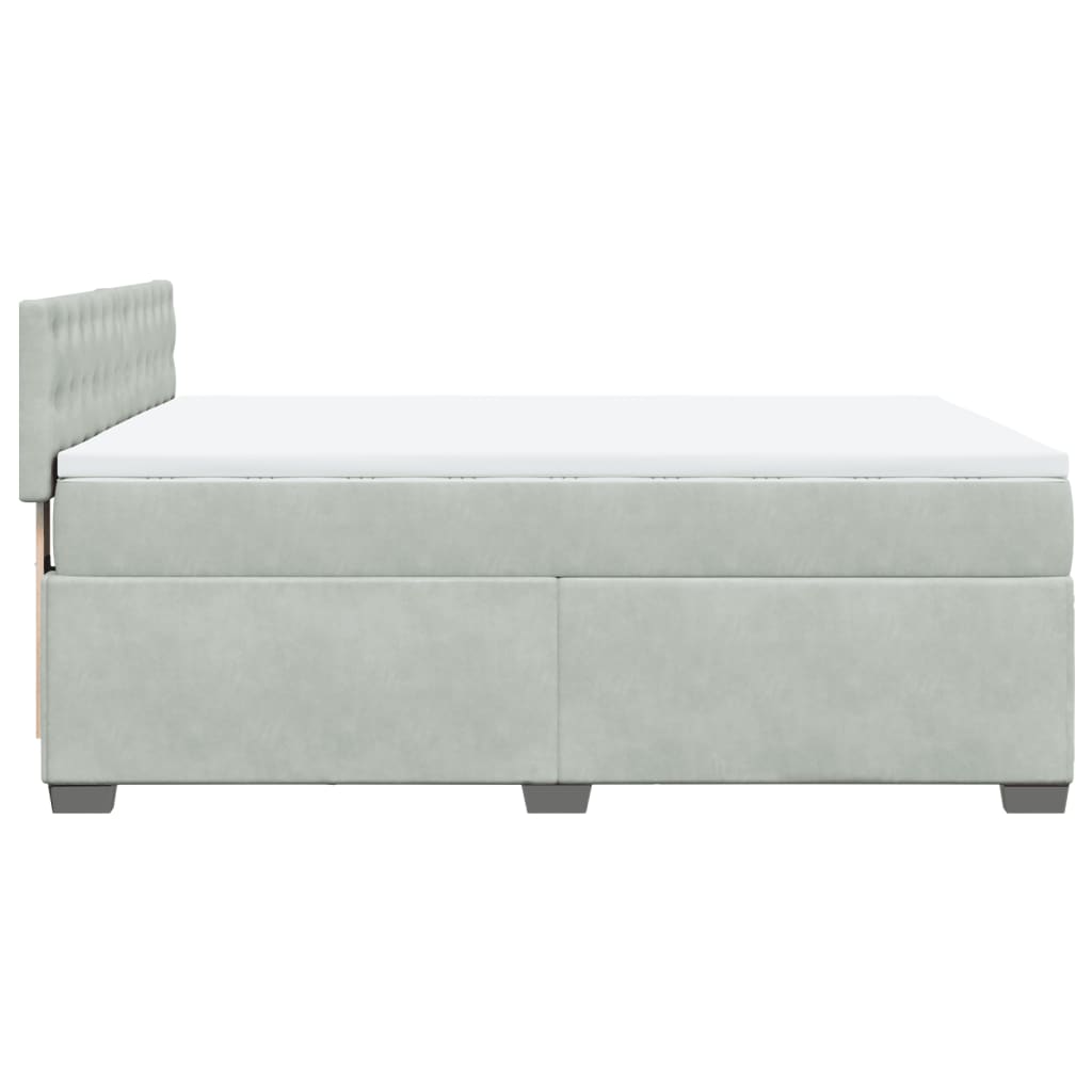 Boxspring met matras fluweel lichtgrijs 140x190 cm Bedden & bedframes | Creëer jouw Trendy Thuis | Gratis bezorgd & Retour | Trendy.nl