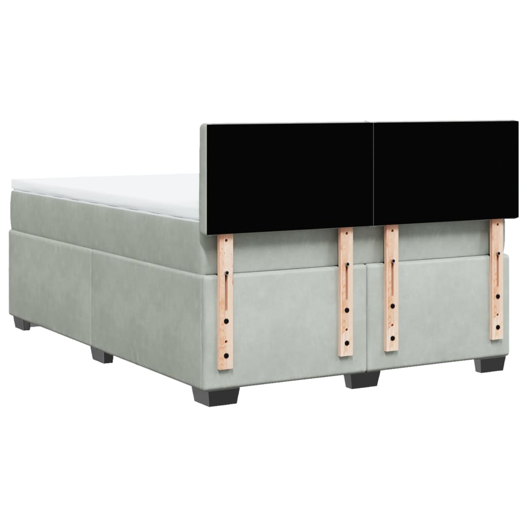 Boxspring met matras fluweel lichtgrijs 140x190 cm Bedden & bedframes | Creëer jouw Trendy Thuis | Gratis bezorgd & Retour | Trendy.nl