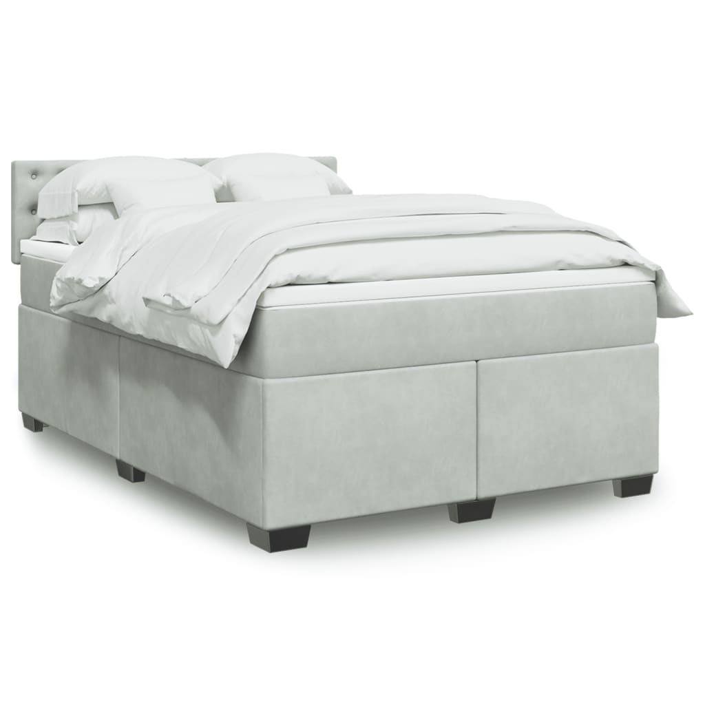 Boxspring met matras fluweel lichtgrijs 140x190 cm Bedden & bedframes | Creëer jouw Trendy Thuis | Gratis bezorgd & Retour | Trendy.nl